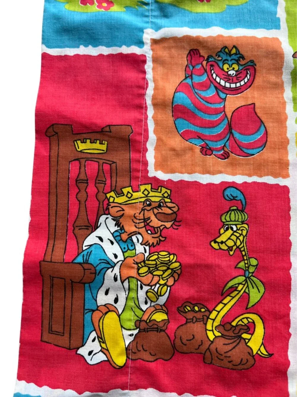 Vintage Disney Pillowcase featuring Alice, Robin Hood, Mickey, Donald, Bambi, Ch